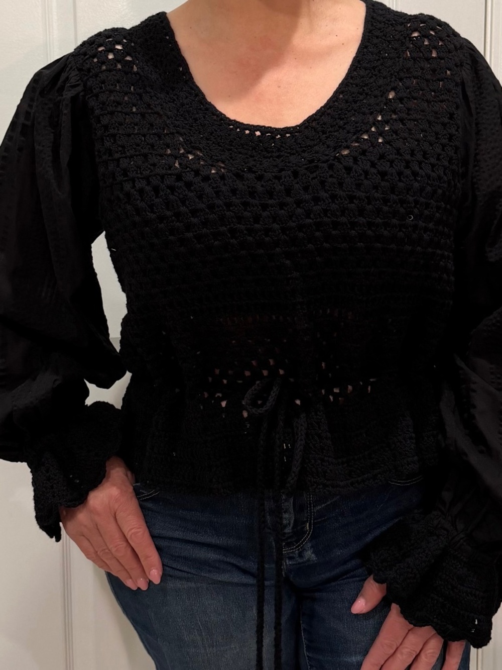 Black hand knit long sleeve